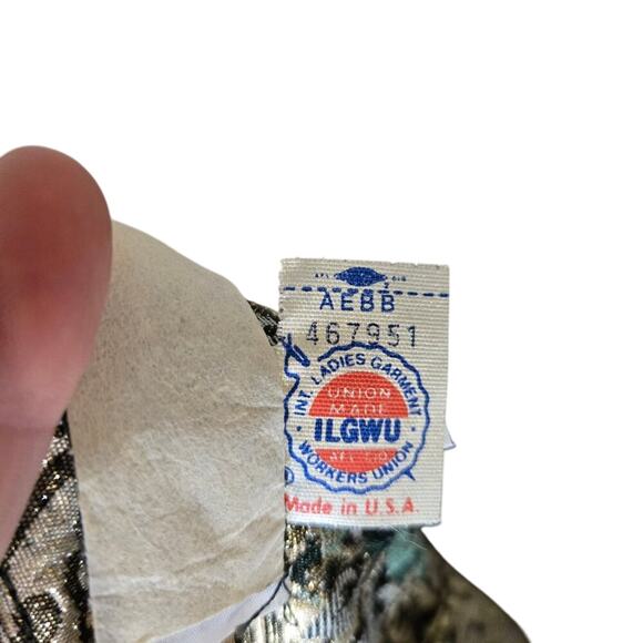 KATHERINE LINDSAY METALLIC BROCADE JACKET BLAZER FLORAL SIZE 14 VINTAGE 0308 - Picture 9 of 10